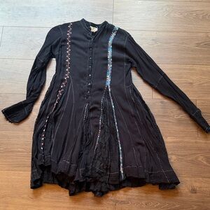 Chic Black Long Sleeve Dress with Colorful Accents